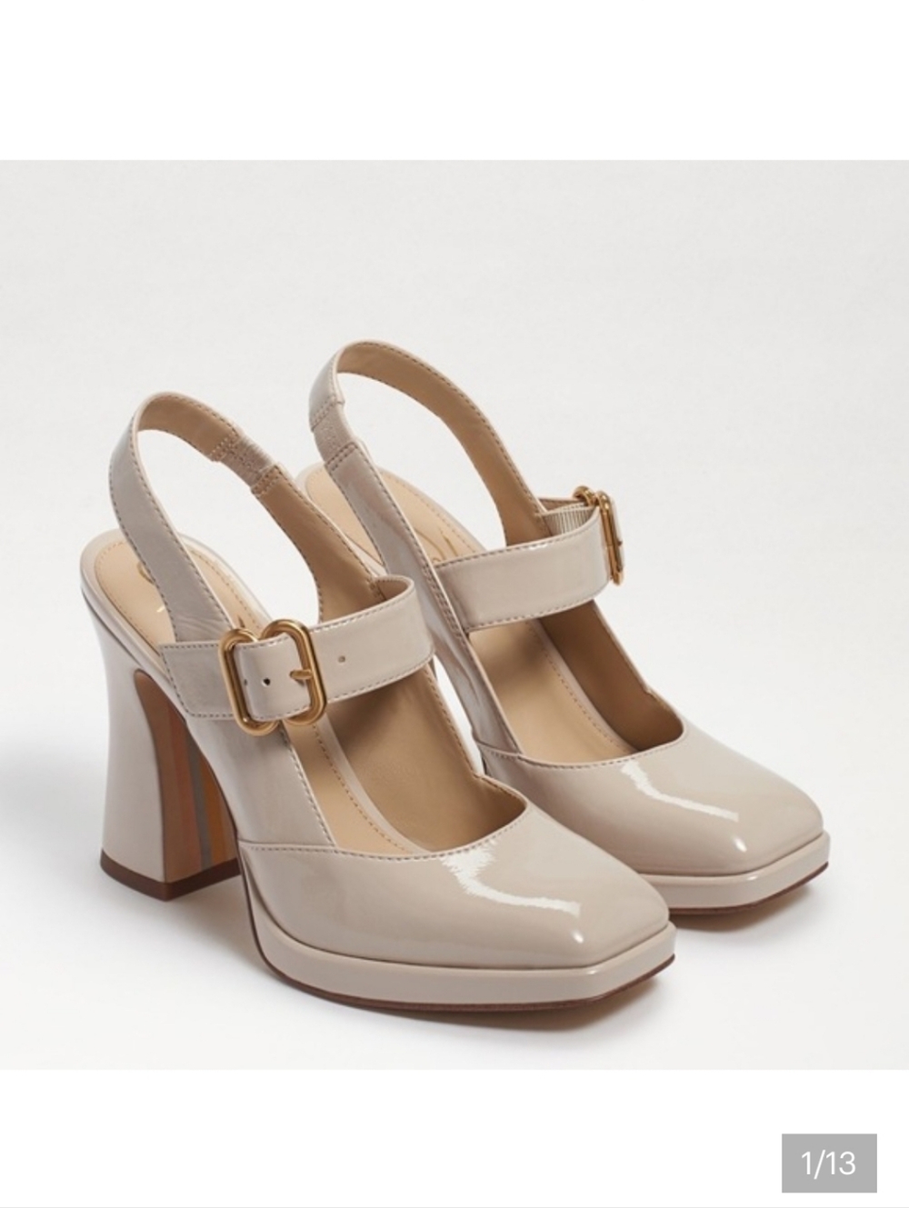 Sam Edelman Bone Patent Mary Jane Slingback Heels
